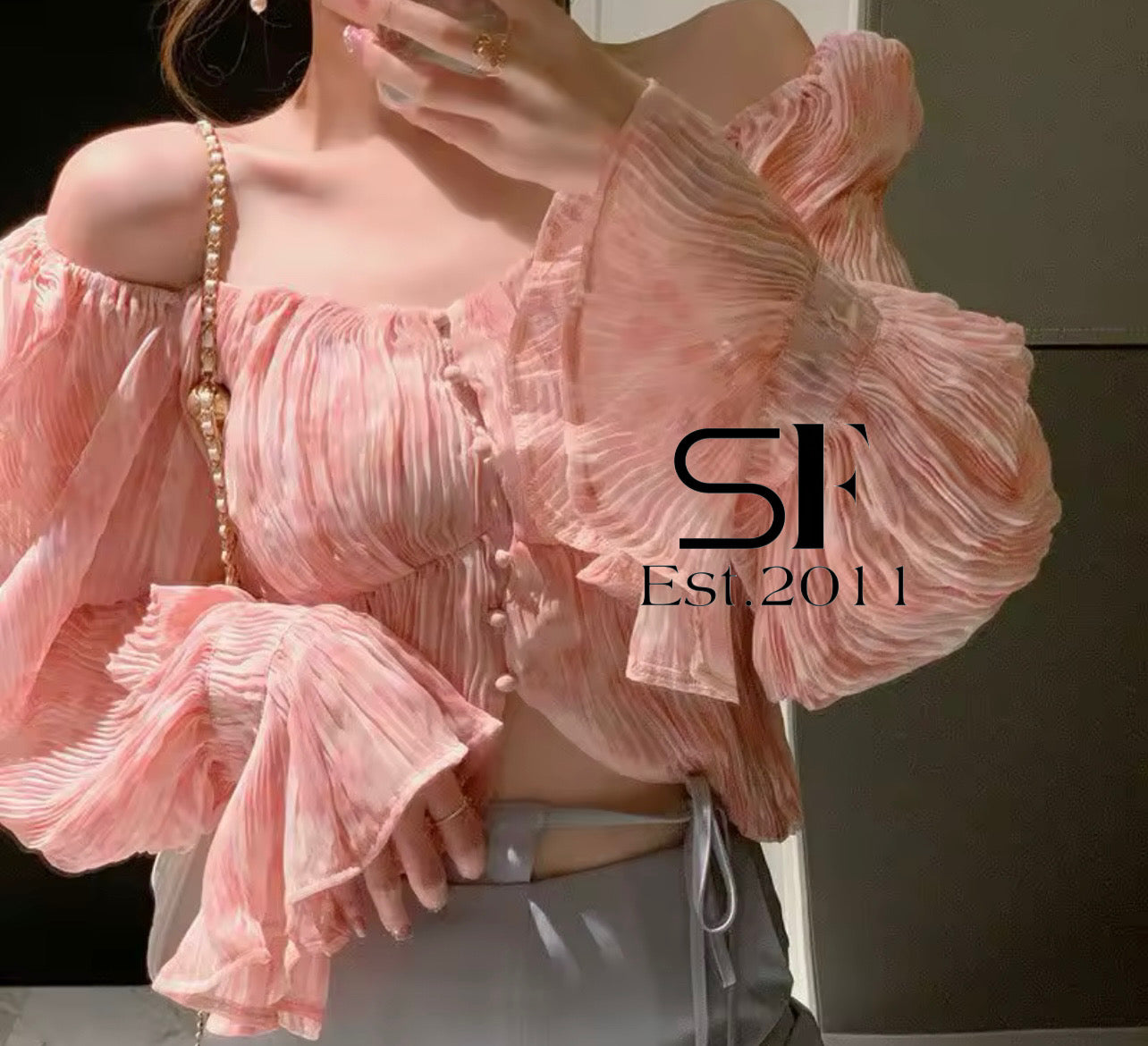 Chiffon puff sleeve top