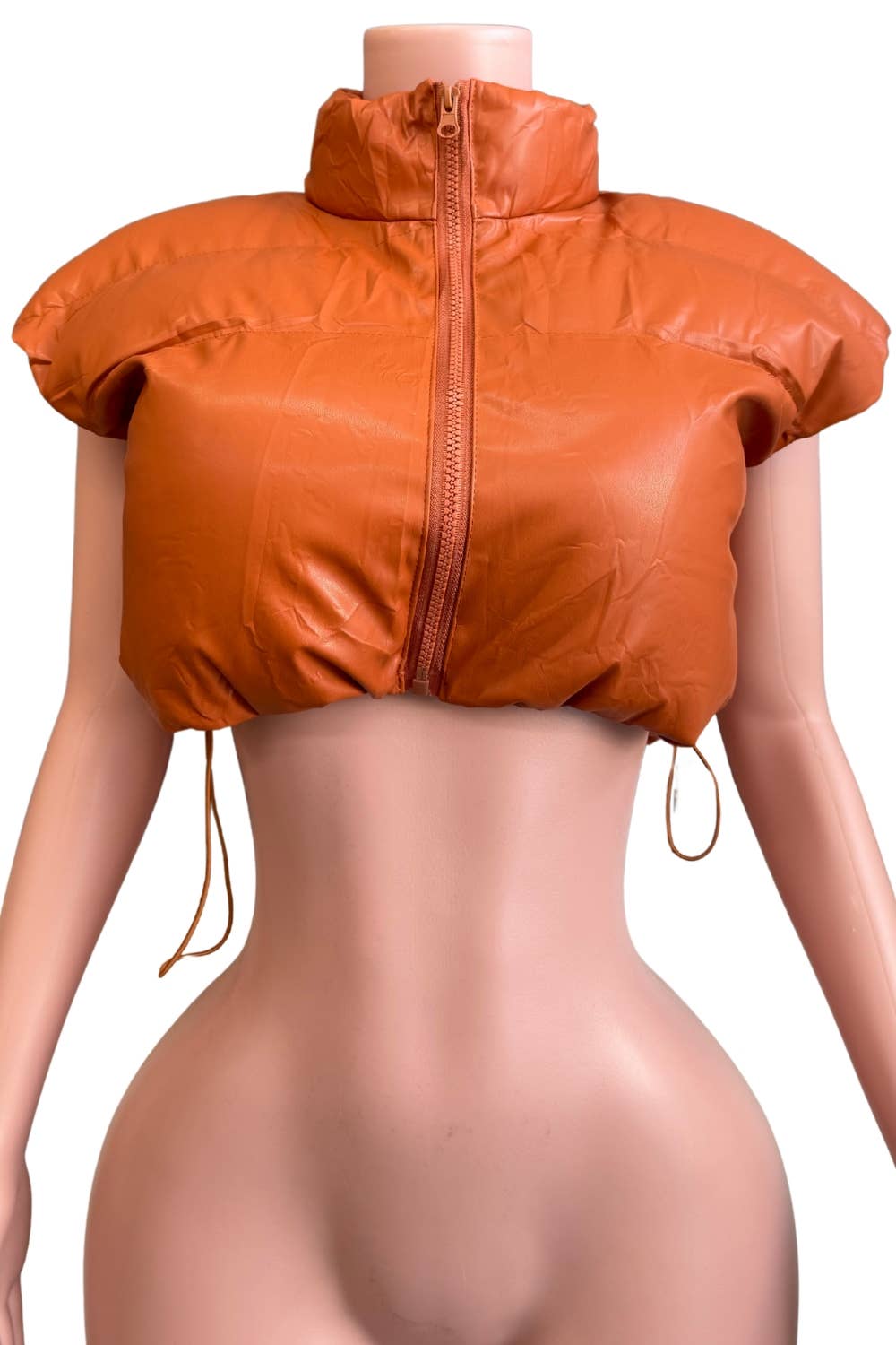 NT1046A PU Puffer Crop Vest