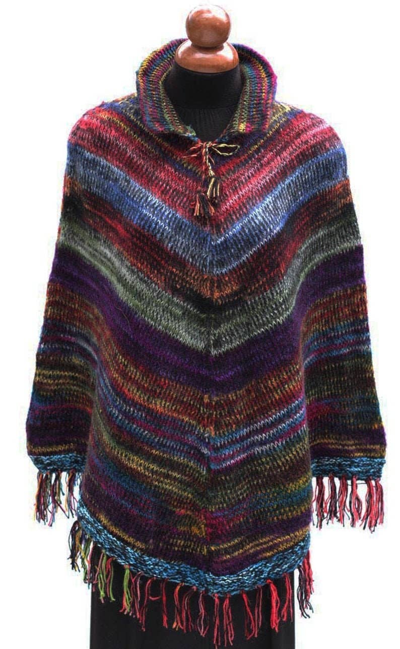 Colorful alpaca poncho cape one size