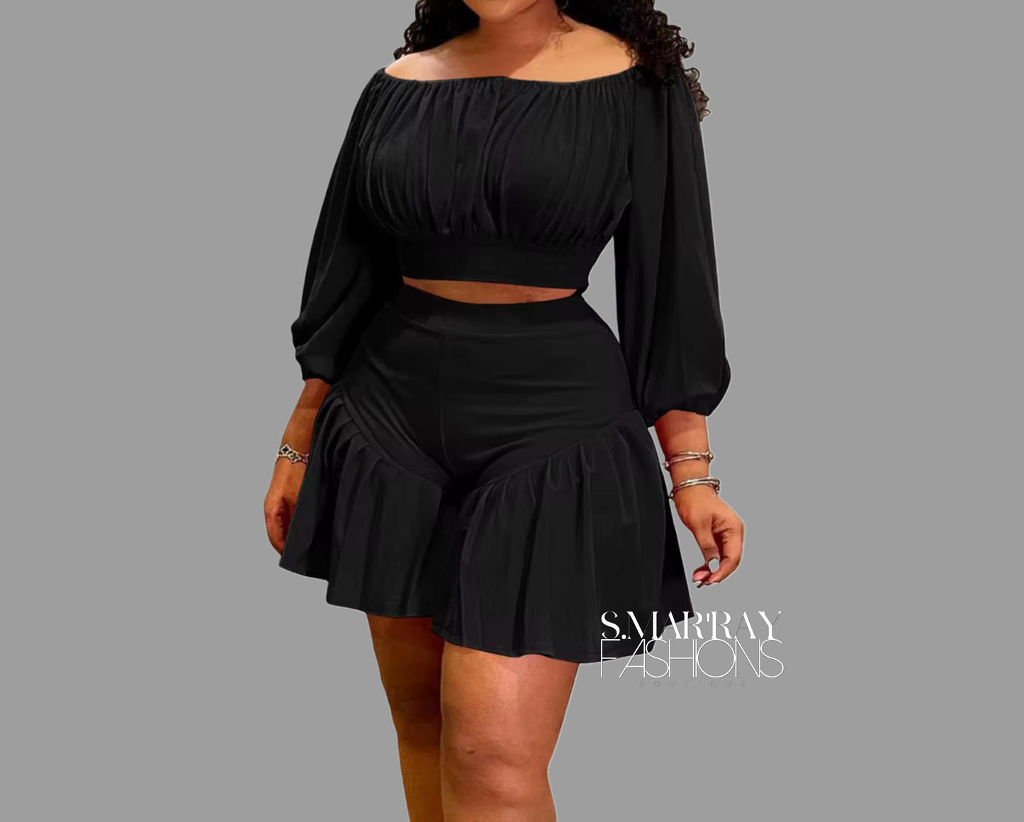 Plus size wide short set