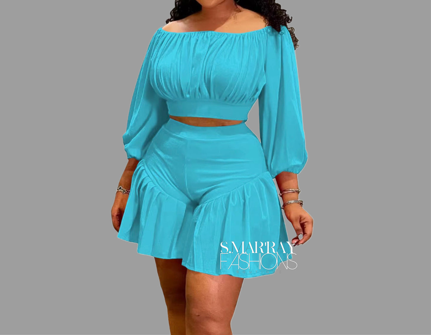 Plus size wide short set