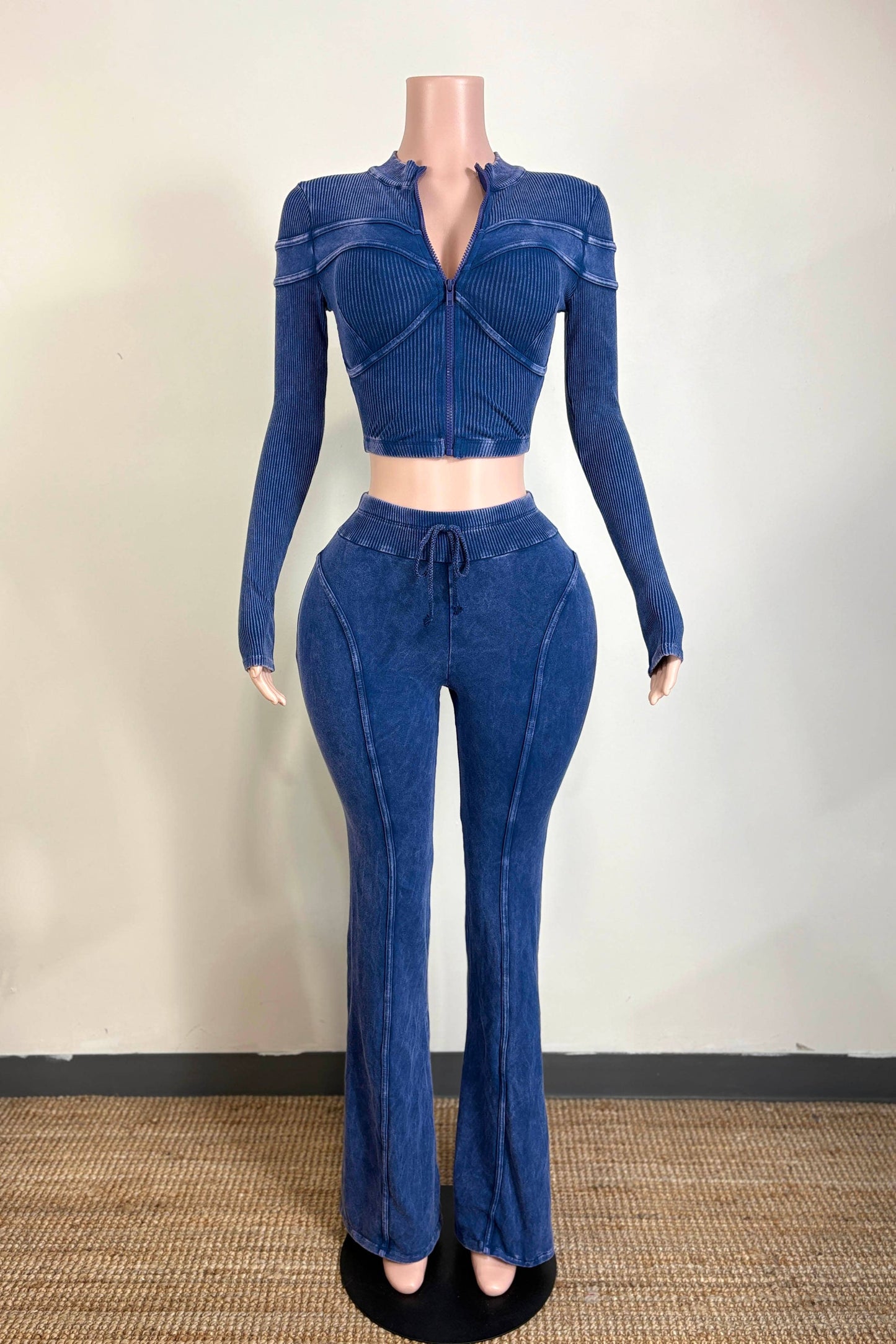 MINERAL WASH ZIP-UP JACKET & PANT SET