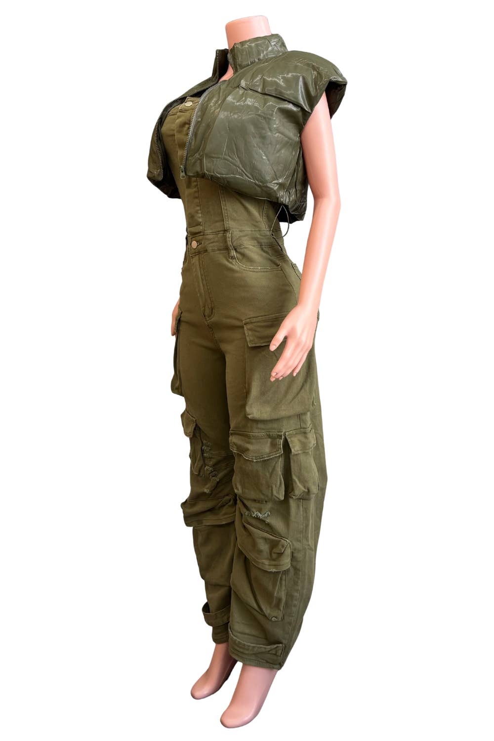 NT1046A PU Puffer Crop Vest