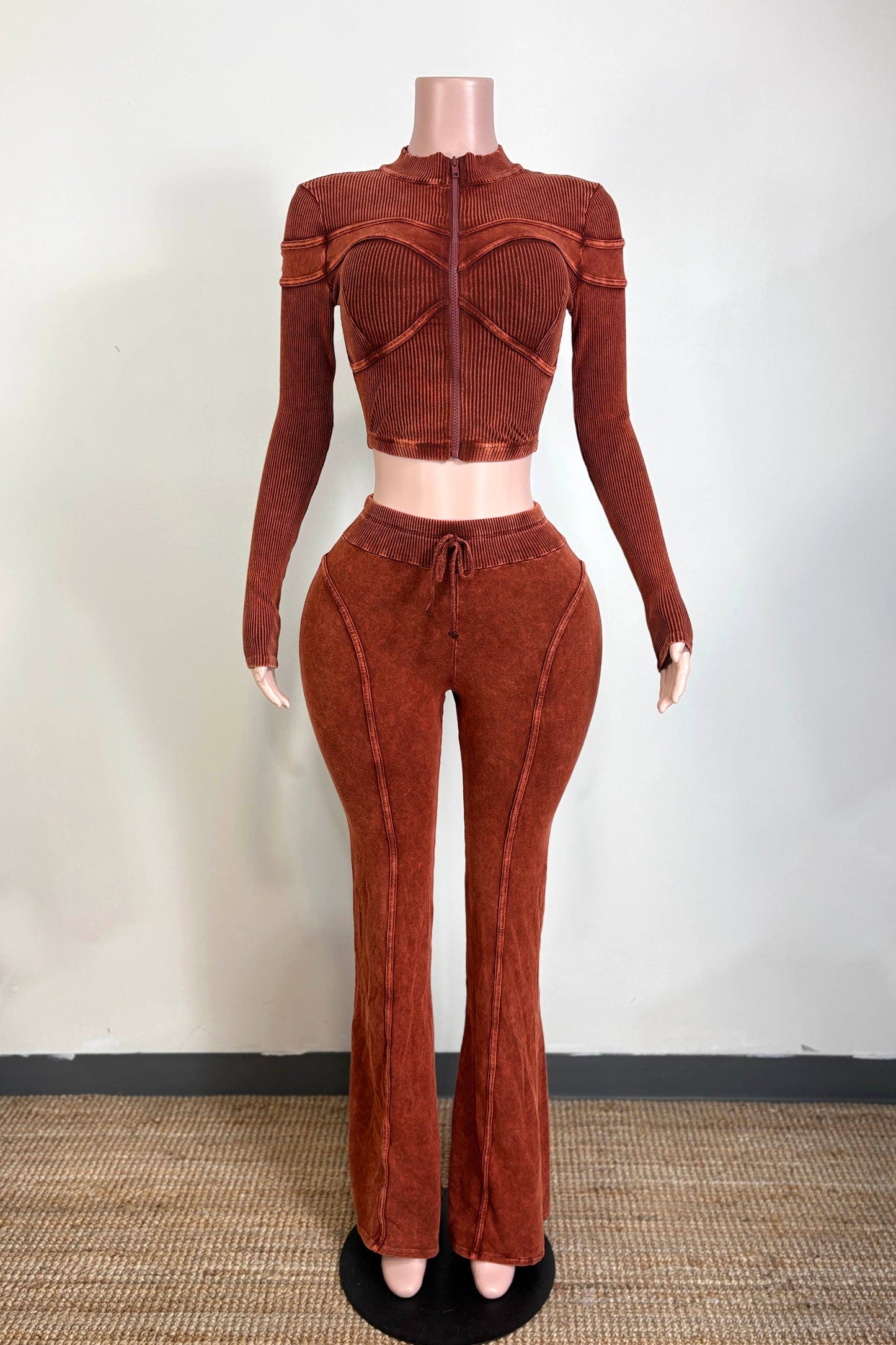 MINERAL WASH ZIP-UP JACKET & PANT SET