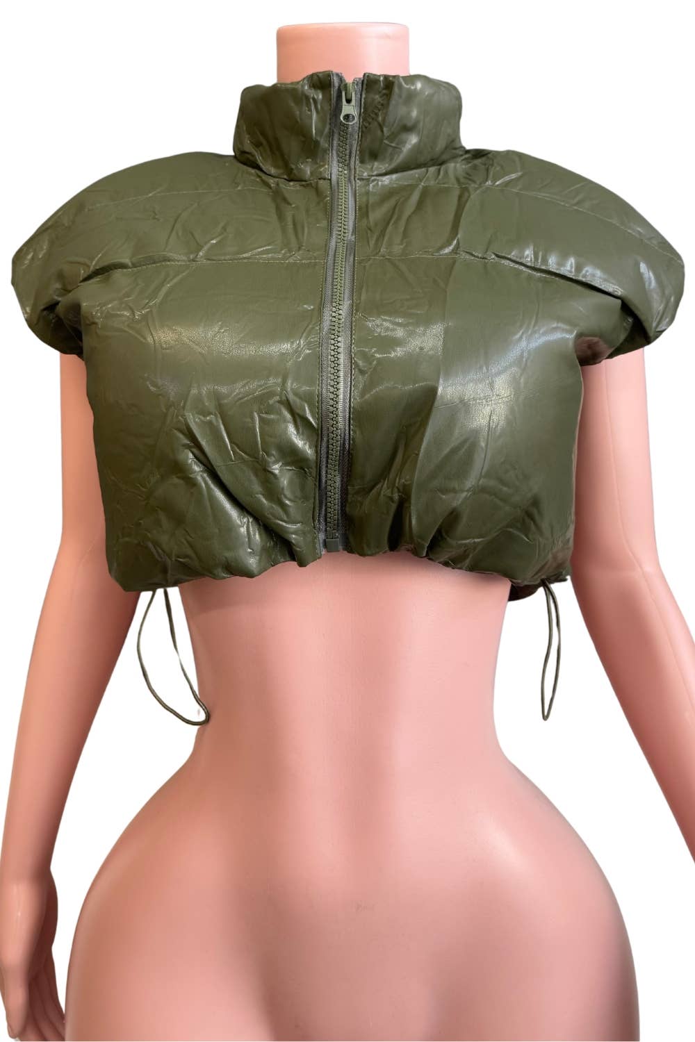 NT1046A PU Puffer Crop Vest