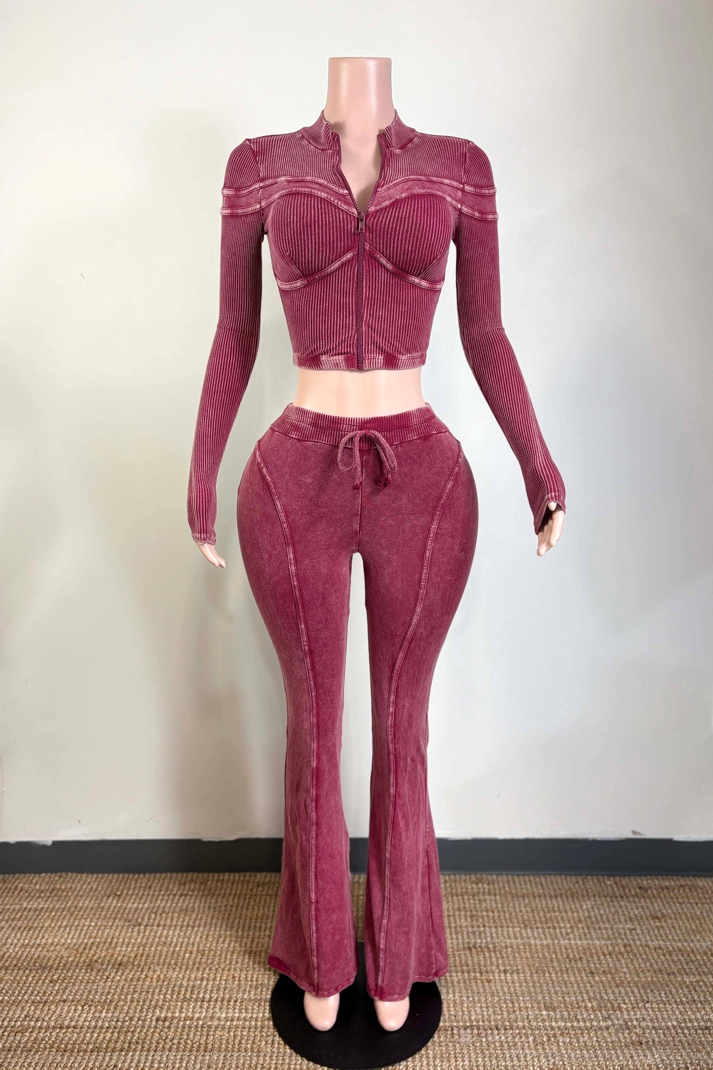 MINERAL WASH ZIP-UP JACKET & PANT SET