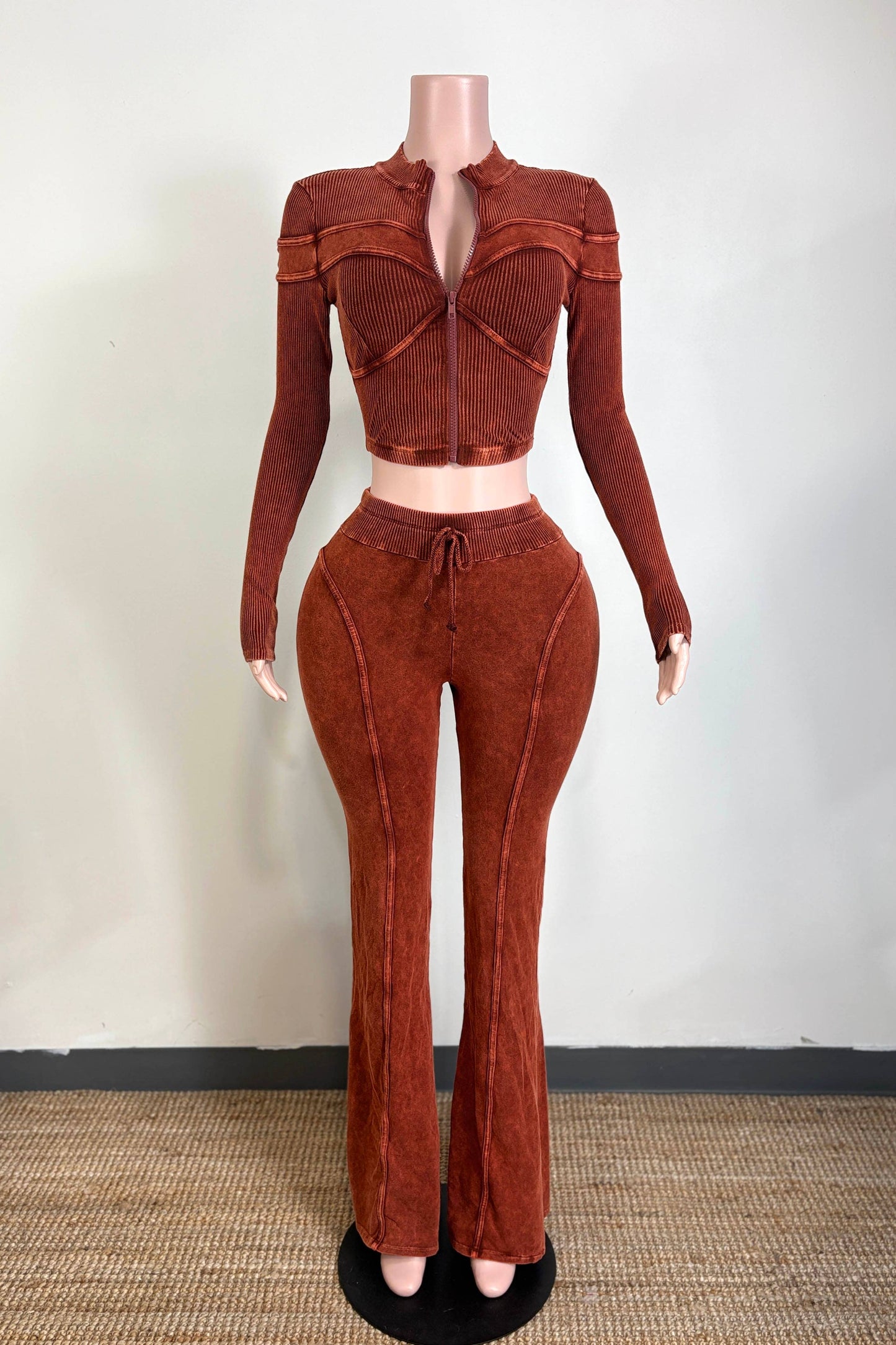 MINERAL WASH ZIP-UP JACKET & PANT SET