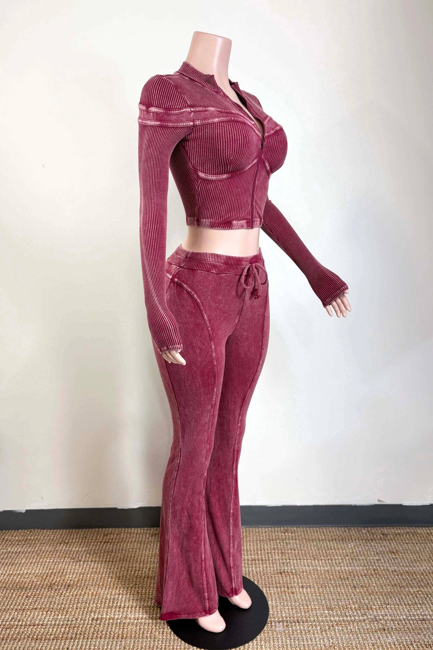 MINERAL WASH ZIP-UP JACKET & PANT SET