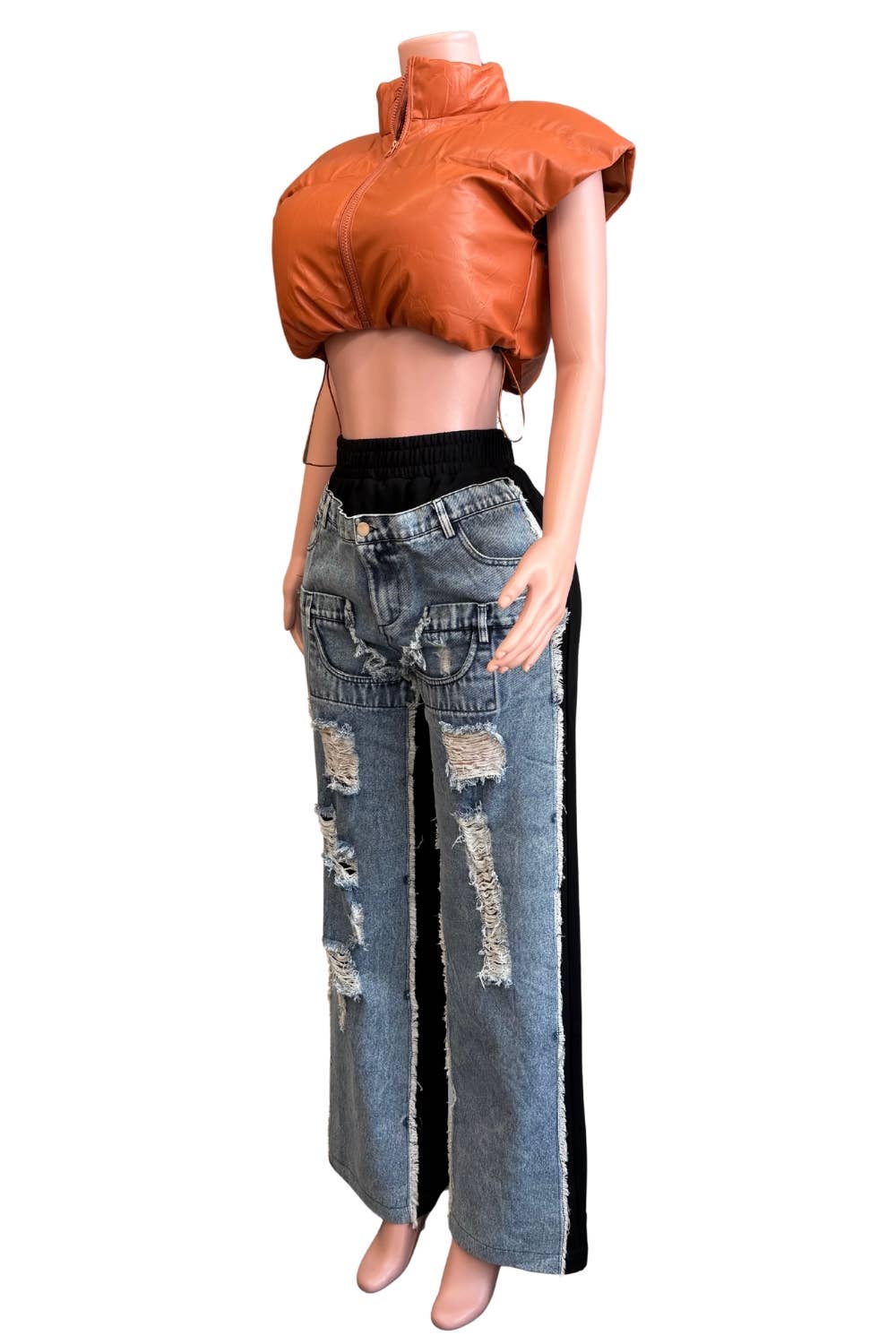 NT1046A PU Puffer Crop Vest