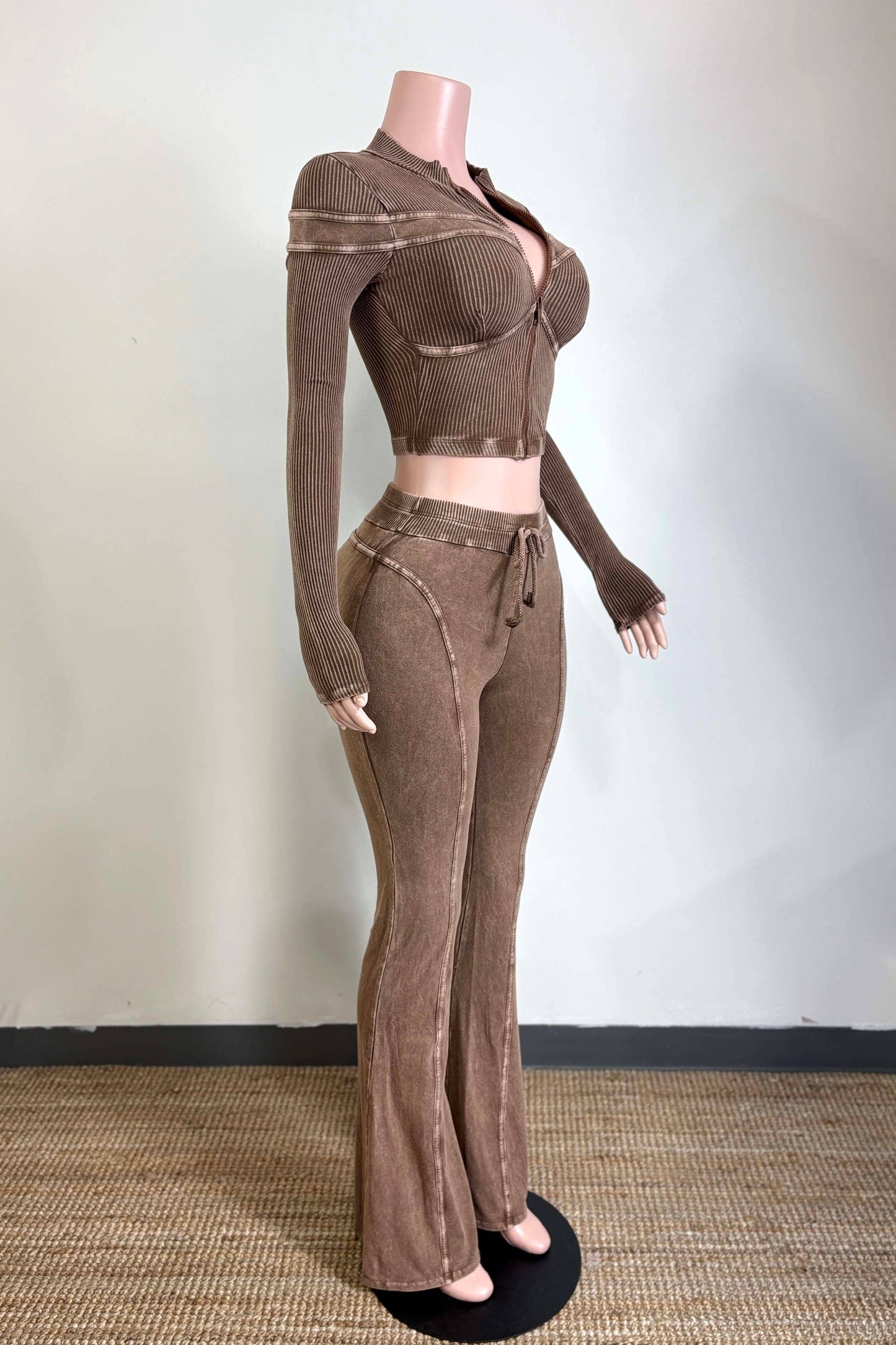 MINERAL WASH ZIP-UP JACKET & PANT SET