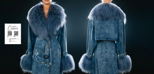 Denim Fur Trench Coat