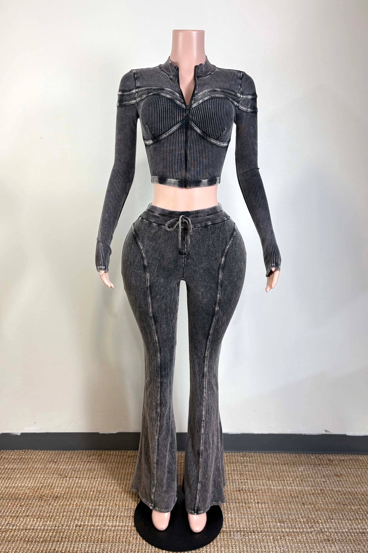 MINERAL WASH ZIP-UP JACKET & PANT SET