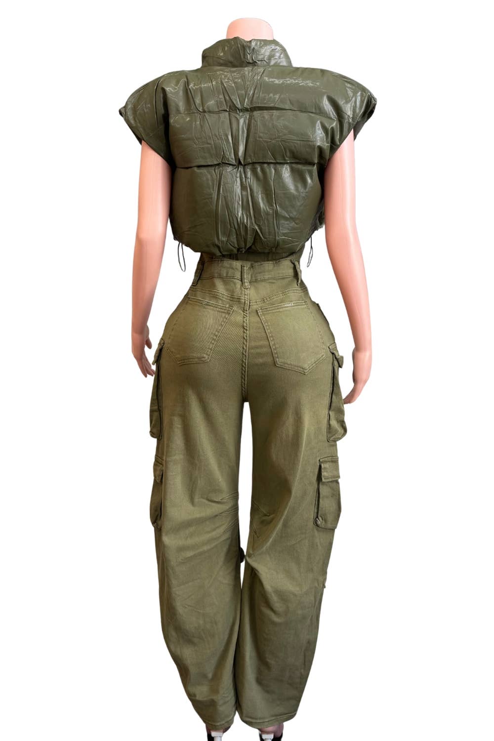 NT1046A PU Puffer Crop Vest
