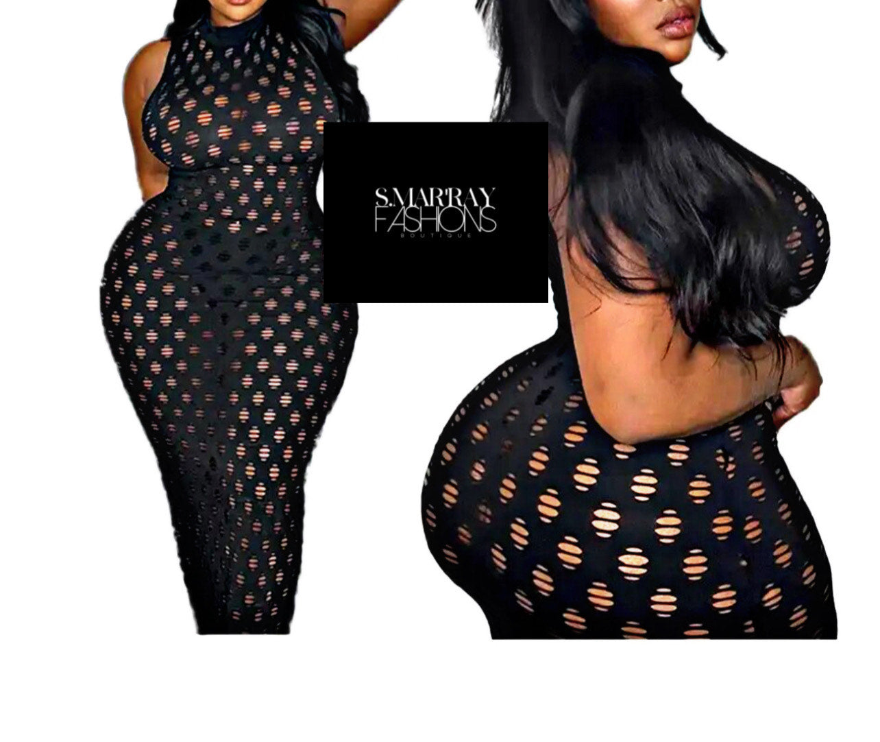 Plus Size Fishnet Dress