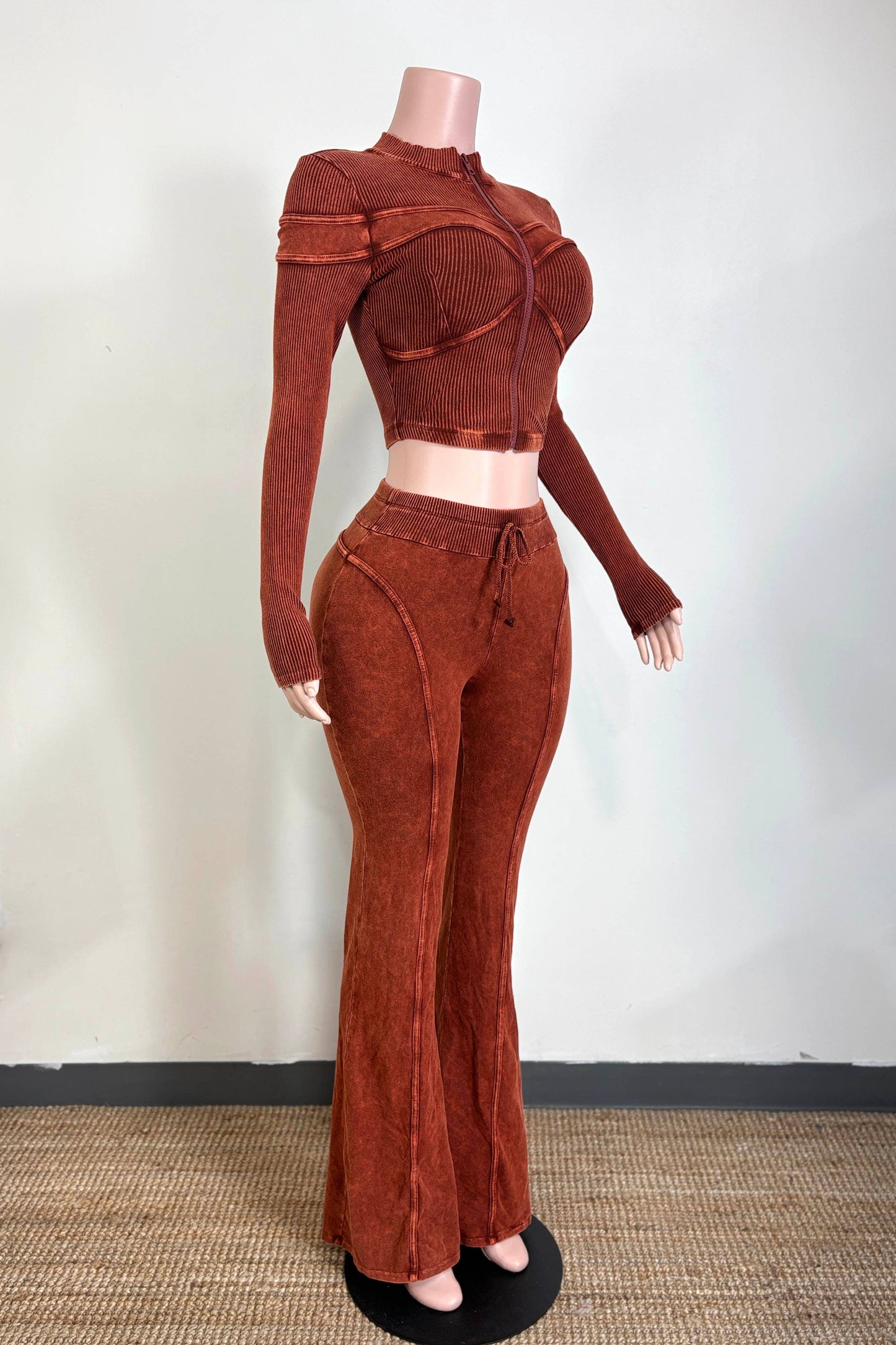 MINERAL WASH ZIP-UP JACKET & PANT SET