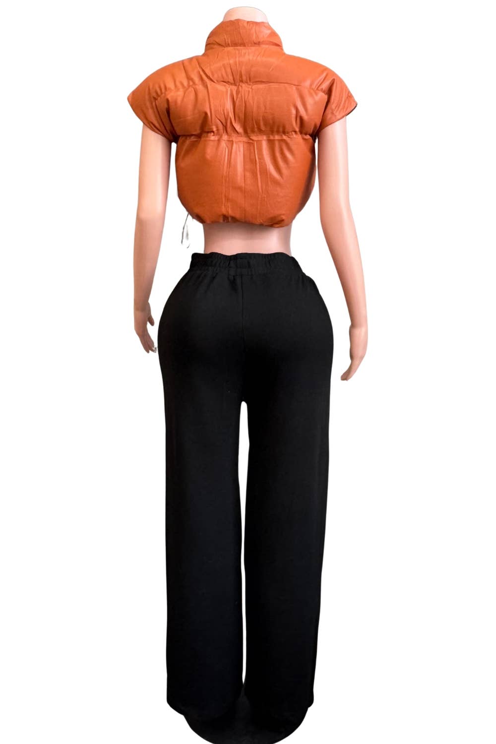 NT1046A PU Puffer Crop Vest