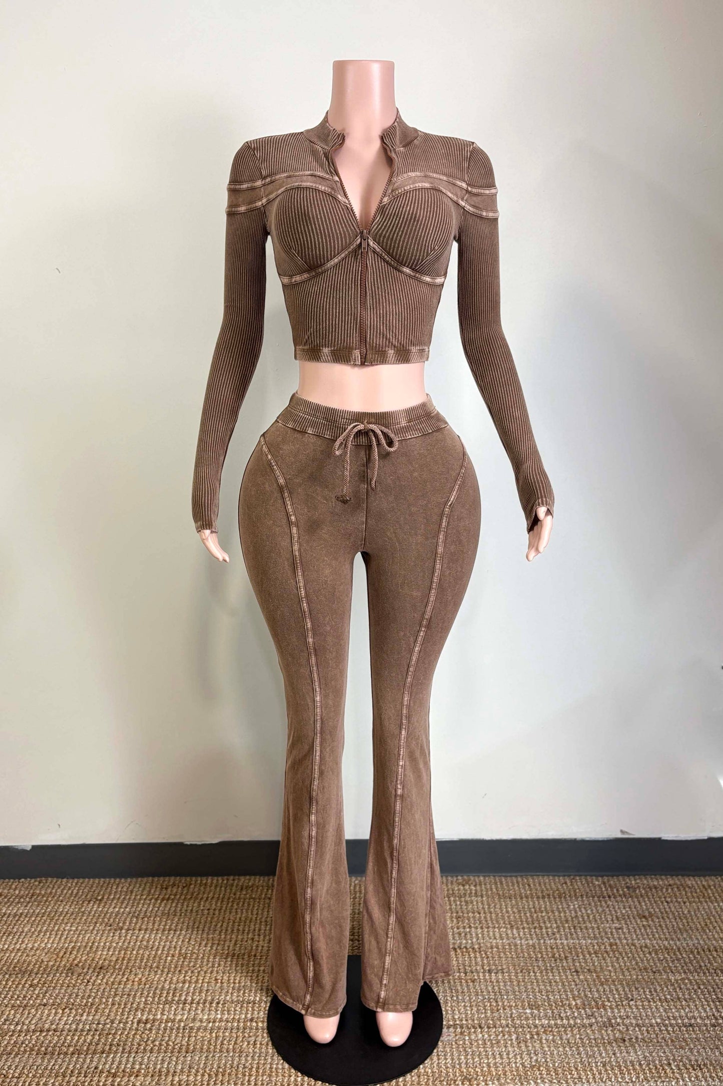 MINERAL WASH ZIP-UP JACKET & PANT SET