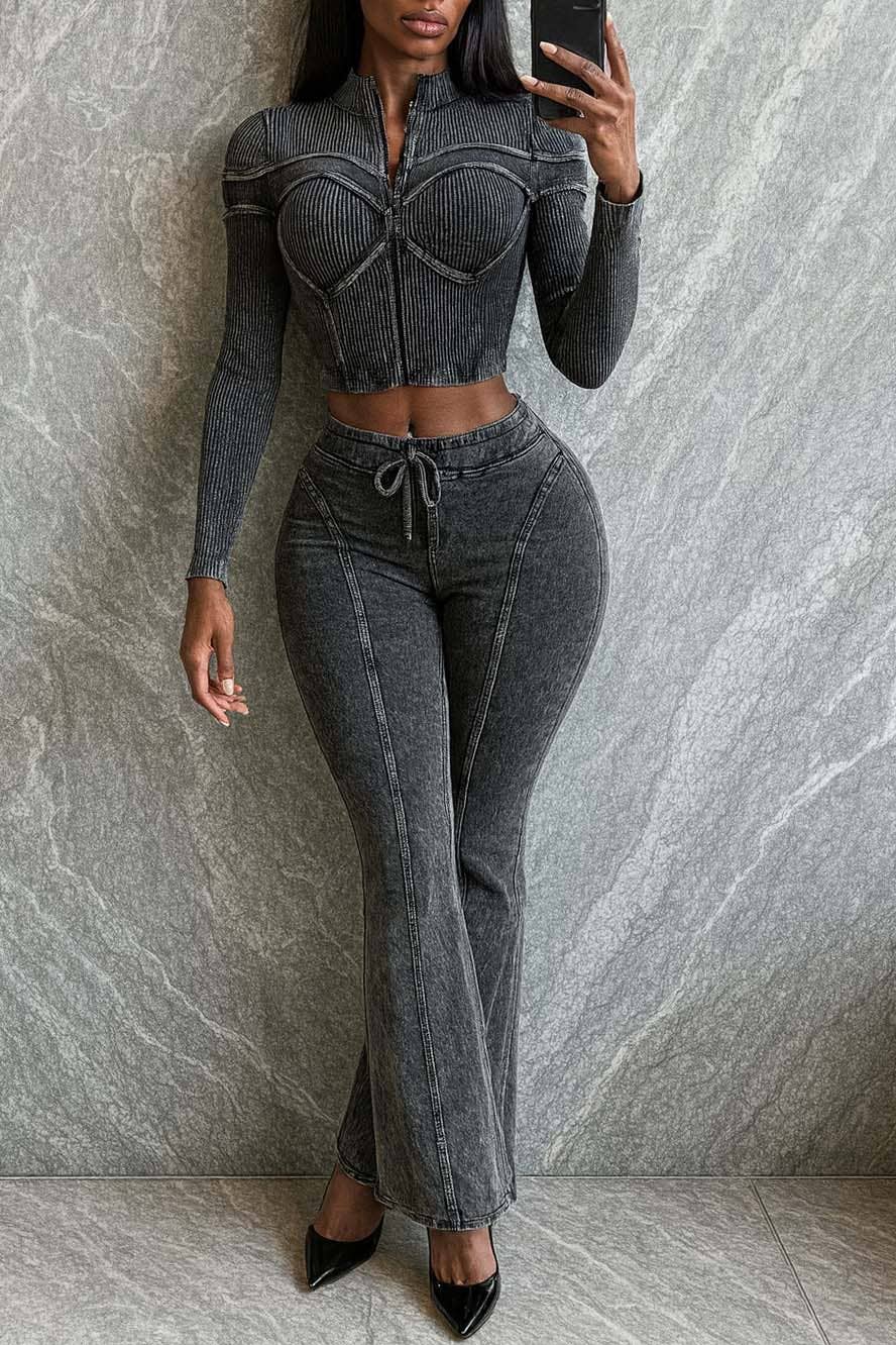 MINERAL WASH ZIP-UP JACKET & PANT SET