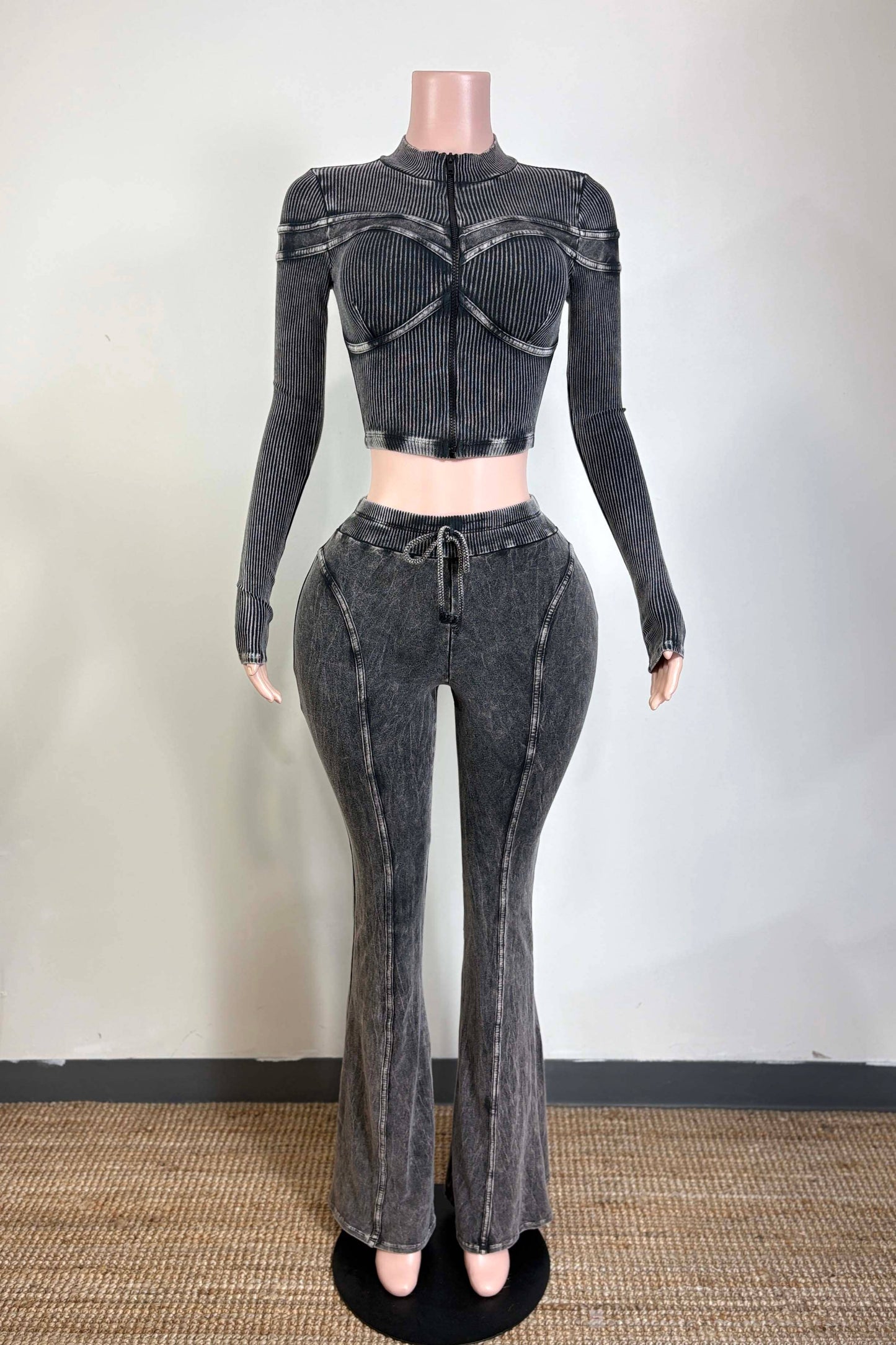 MINERAL WASH ZIP-UP JACKET & PANT SET